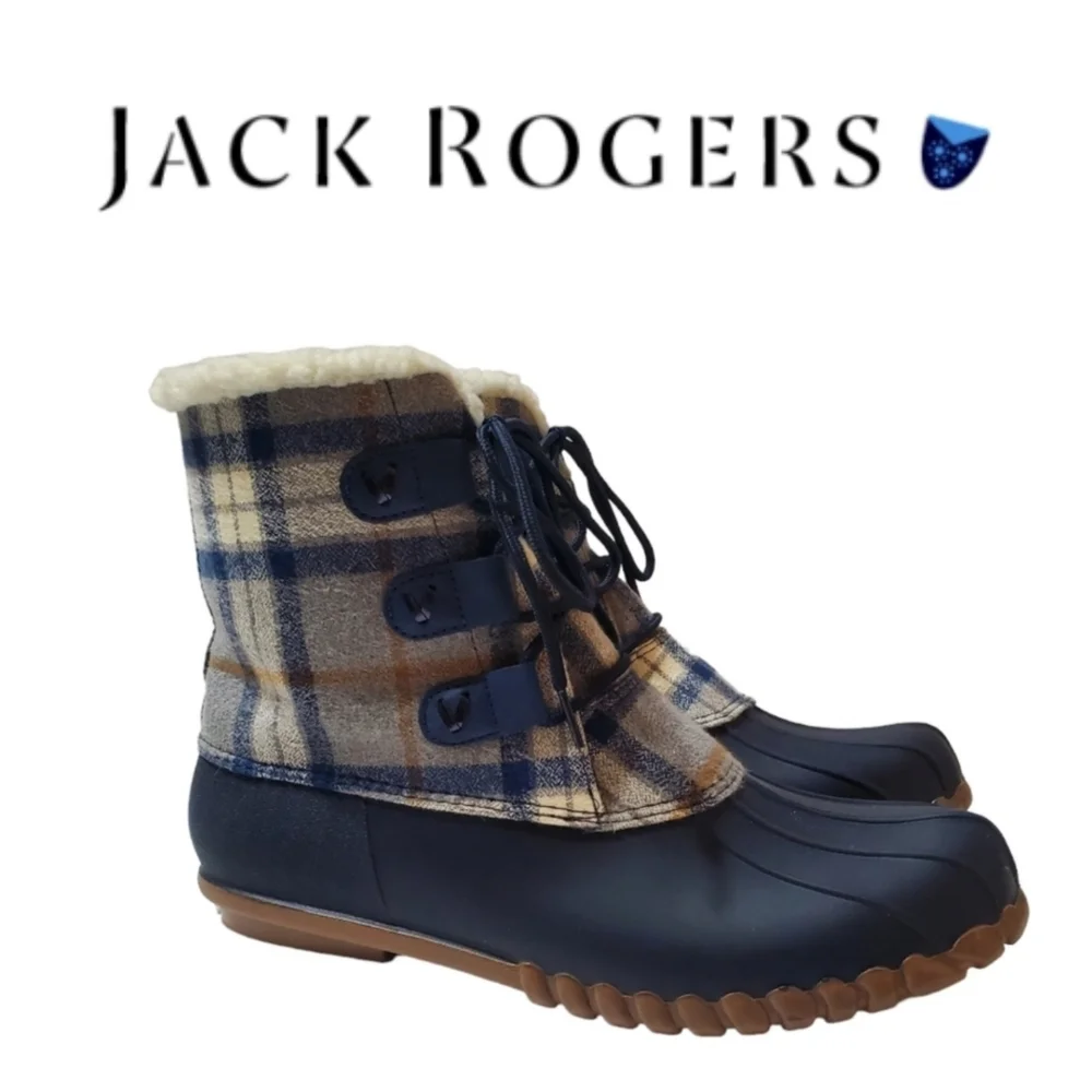 Jack Rogers Haley Plaid High Top Duck Boots Size 11 Tartan